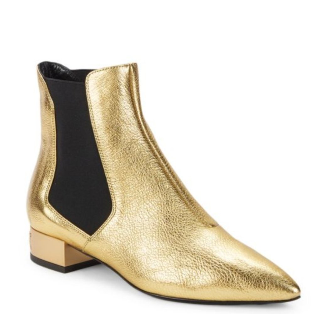 MOSCHINO Metallic Leather Chelsea Boots